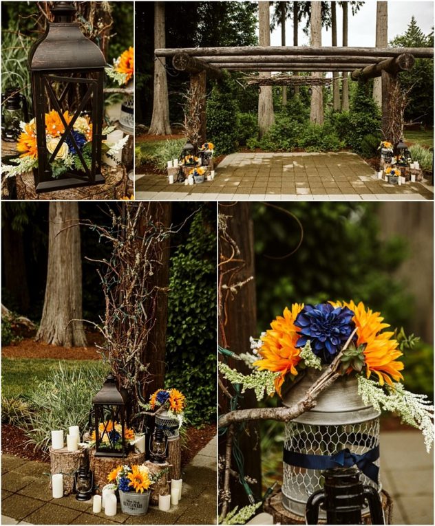 Navy Blue & Sunflowers Lookout Lodge Snohomish Wedding GSquared