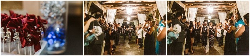 Premier Snohomish & Seattle Wedding Photographer | GSquared Weddings Photography A close-up of red ribbon wedding favors on the left, followed by two photos of guests gathered inside a rustic Snohomish venue near Seattle, watching and celebrating as the bride gets ready to toss her bouquet. 47.9129° N, 122.0982° W | Serving Snohomish, Seattle , Orlando & Beyond