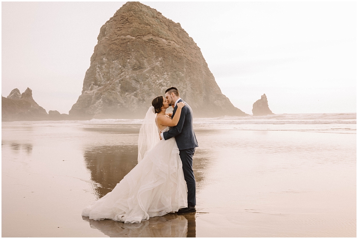 cannon beach elopement with portraits at ecola state park in oregon