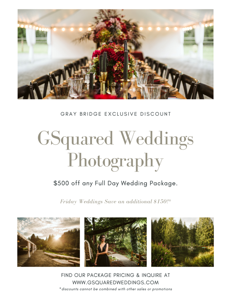 Gray Bridge Venue Seattle and Snohomish Wedding and Engagement Photography by GSquared Weddings Photography