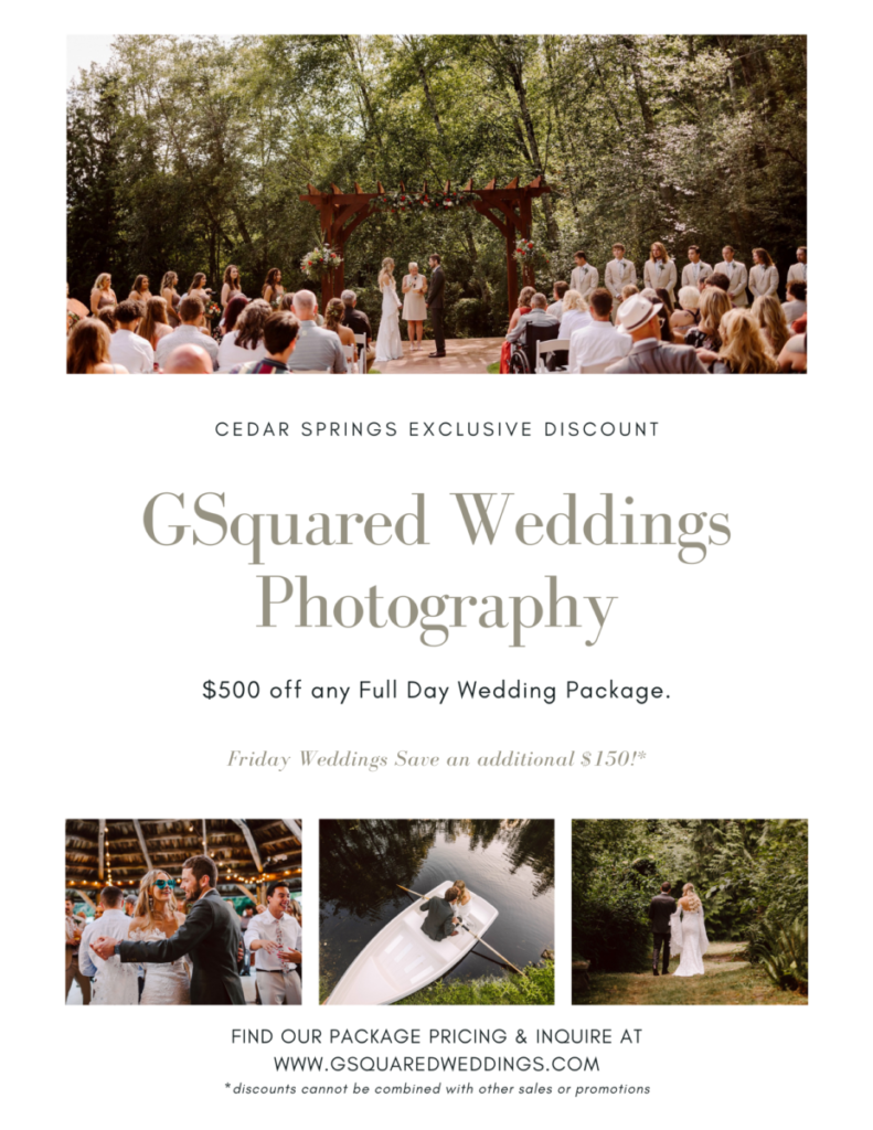 Cedar Springs Seattle and Snohomish Wedding and Engagement Photography by GSquared Weddings Photography