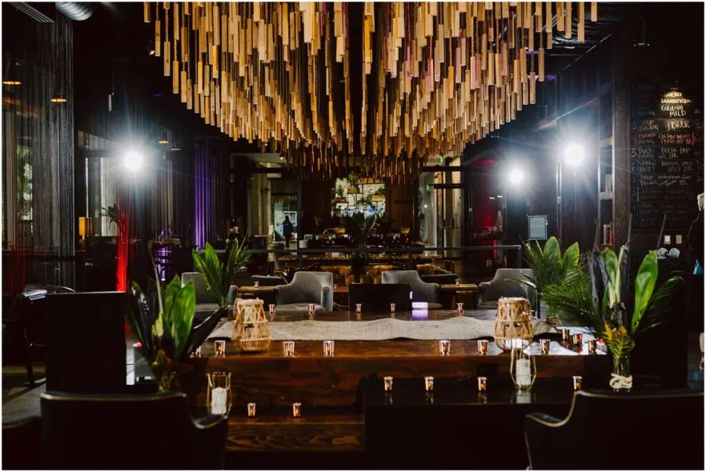 Witchy Wedding at The Collective Seattle Bride in Black floral gown